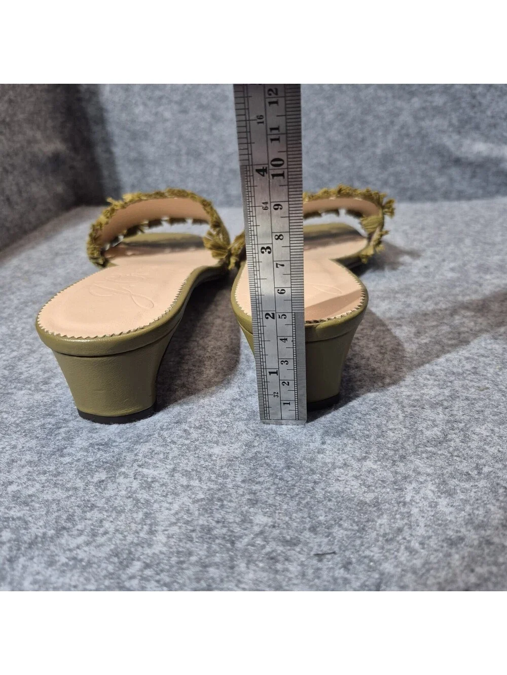 J.Crew Lina Kitten Heels Sandals Woven Raffia Fringe Green Straw & Leather 11